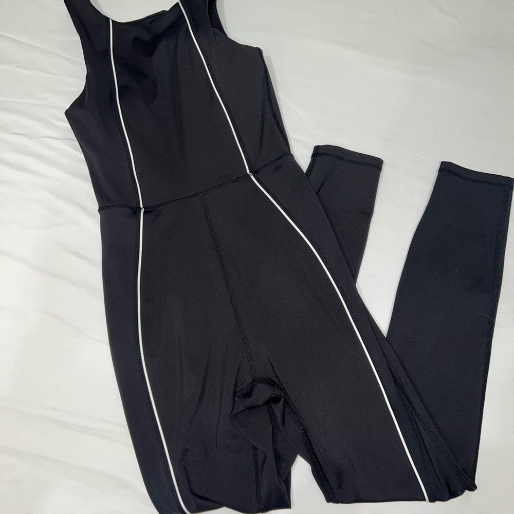 Elegant Black Jumpsuit with White Trim